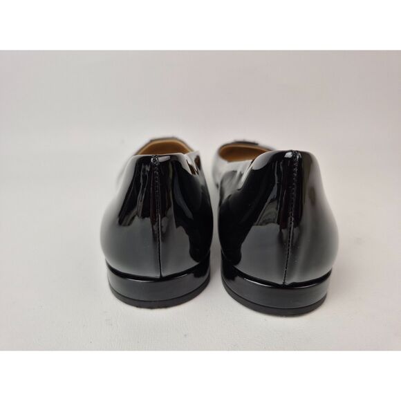 Prada Women's Black Patent Leather Logo Ballerina Flats Size 40 - Picture 5 of 7